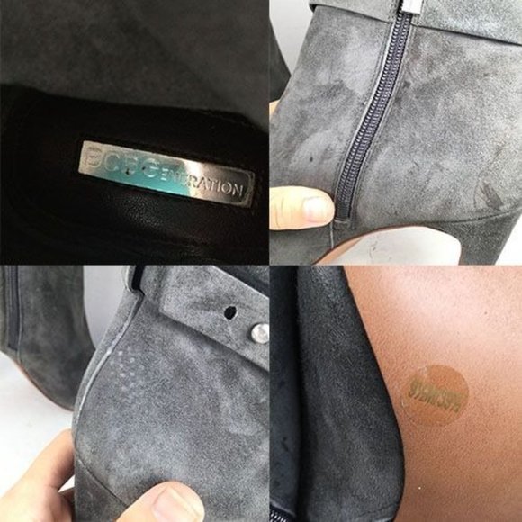 BCBGeneration Women Peep Toe Ankle Boots Grey Size 9.5 Leather Heels - Picture 10 of 11